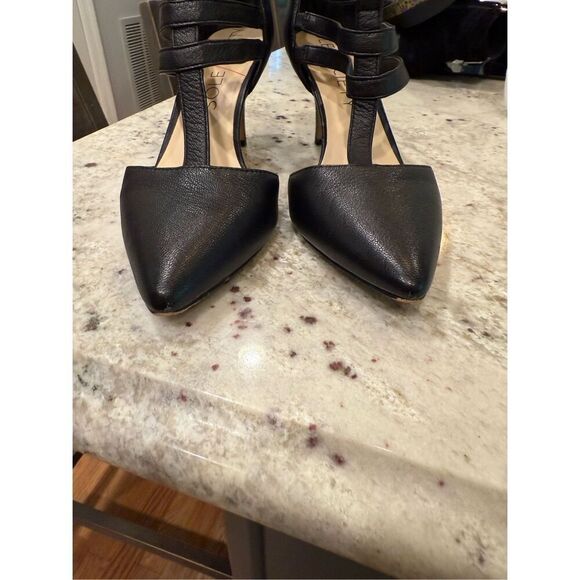 Sole Society Black Strappy Pointed Toe Low Heel Pumps sz 11 EUC - Picture 3 of 8